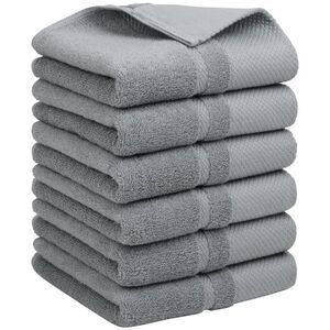 Hand Towel Set 14" x 30" 100% Combed Cotton 600 GSM Gray 6 Pcs